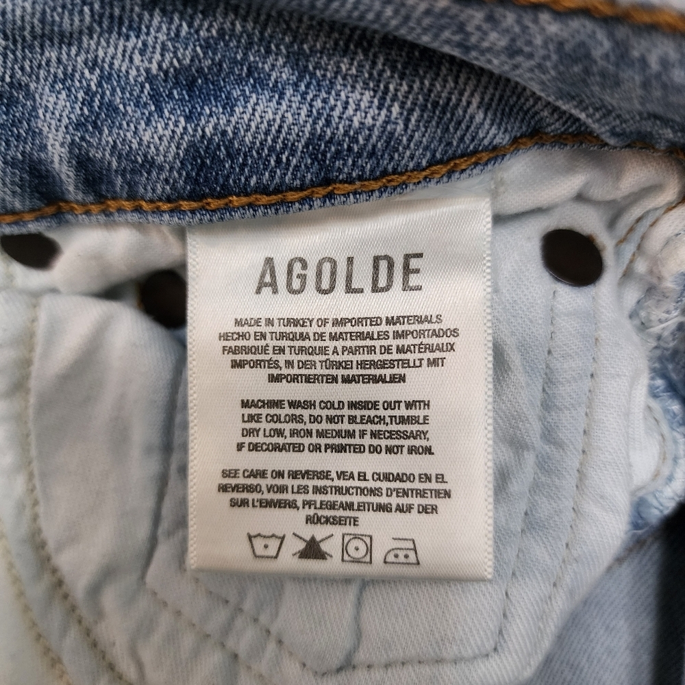 Agolde Jeans Women Size 26 High Rise Slim Srtetch Button Fly Light Blue Cotton - Picture 9 of 10